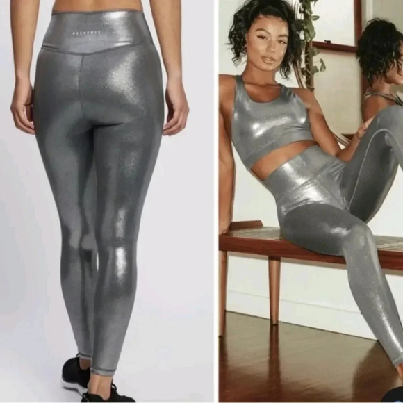 AllFENIX Leggings Size Medium Liquid Silver 7/8 Length Pants - Picture 8 of 10